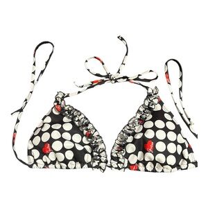 Guess Black and White Polka Dot Bikini Top